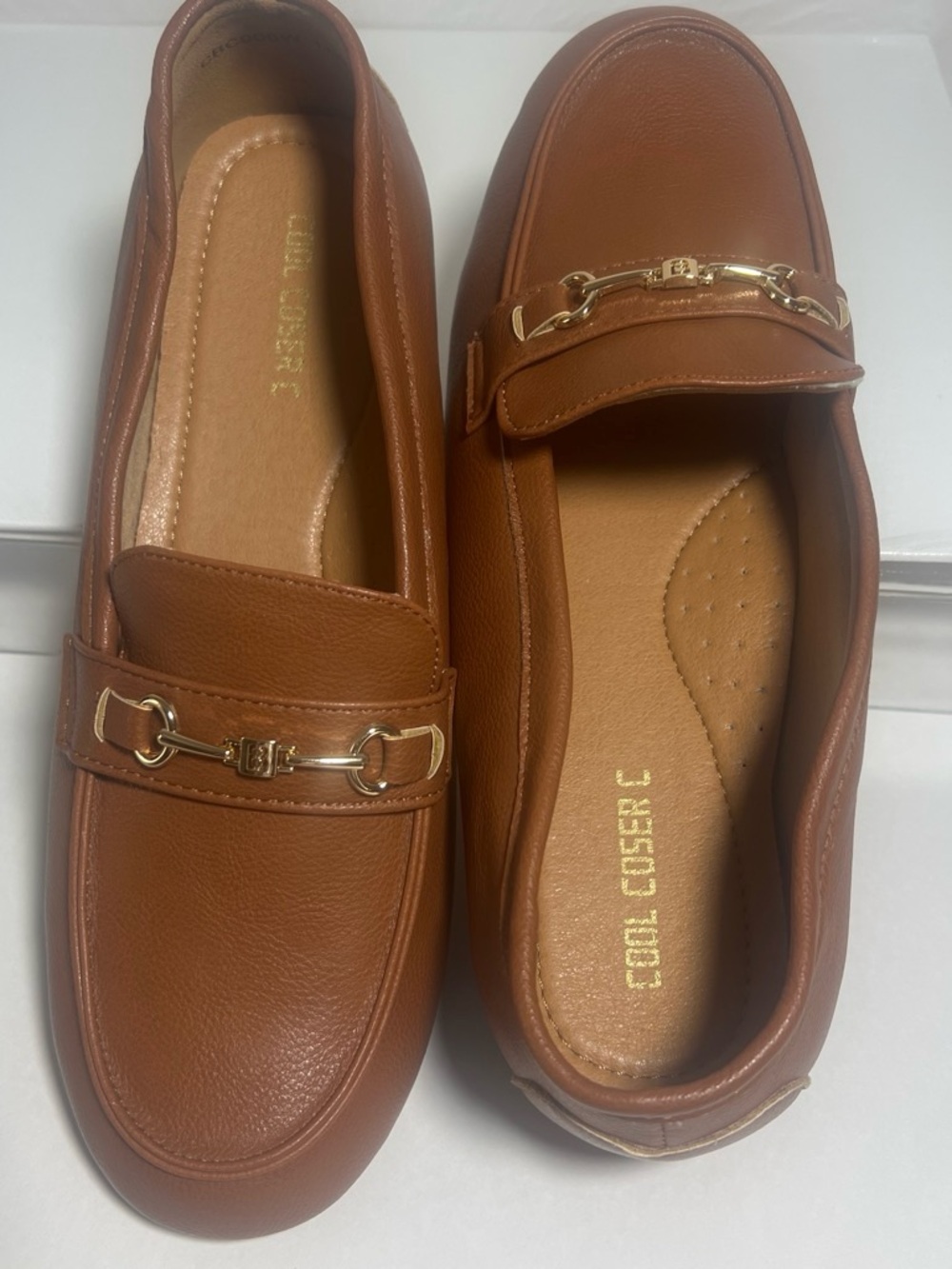 : COOL COSER C Women's Wide Casual Comfort Loafers Slip-On Flat Shoes - Tan, Siz